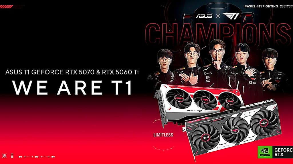ASUS 和 T1 推出特別版 RTX 5070 與 RTX 5060 Ti GPU